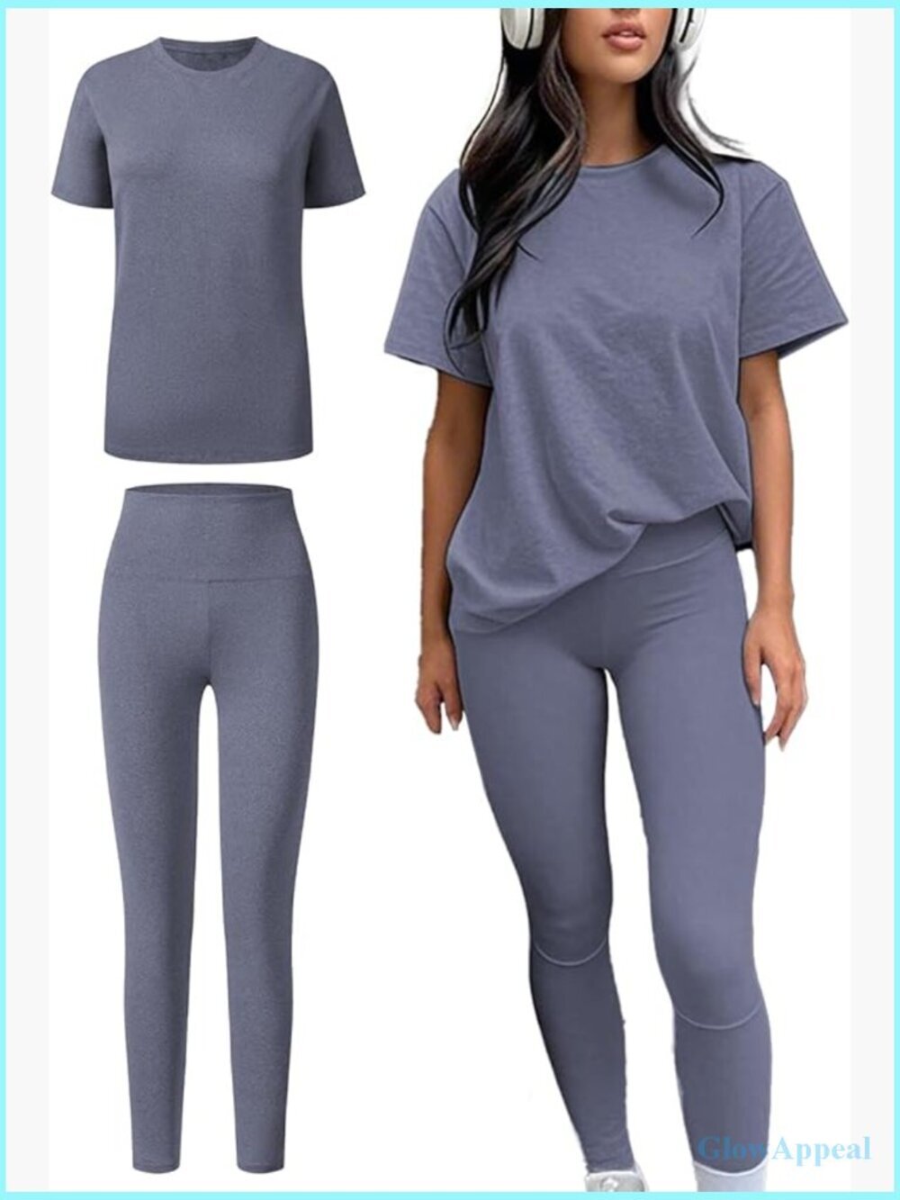 High Waist Yoga Set Short Sleeve Workout Top & Leggings